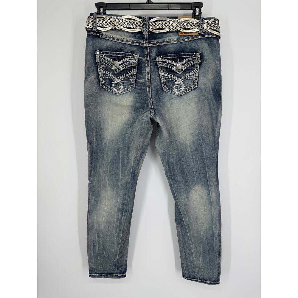 Almost Famous Plus Size 18 Y2K Western Skinny Jeans Belted NWT